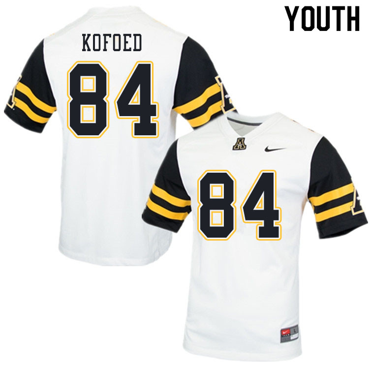 Youth #84 Ricky Kofoed Appalachian State Mountaineers College Football Jerseys Sale-White - Click Image to Close